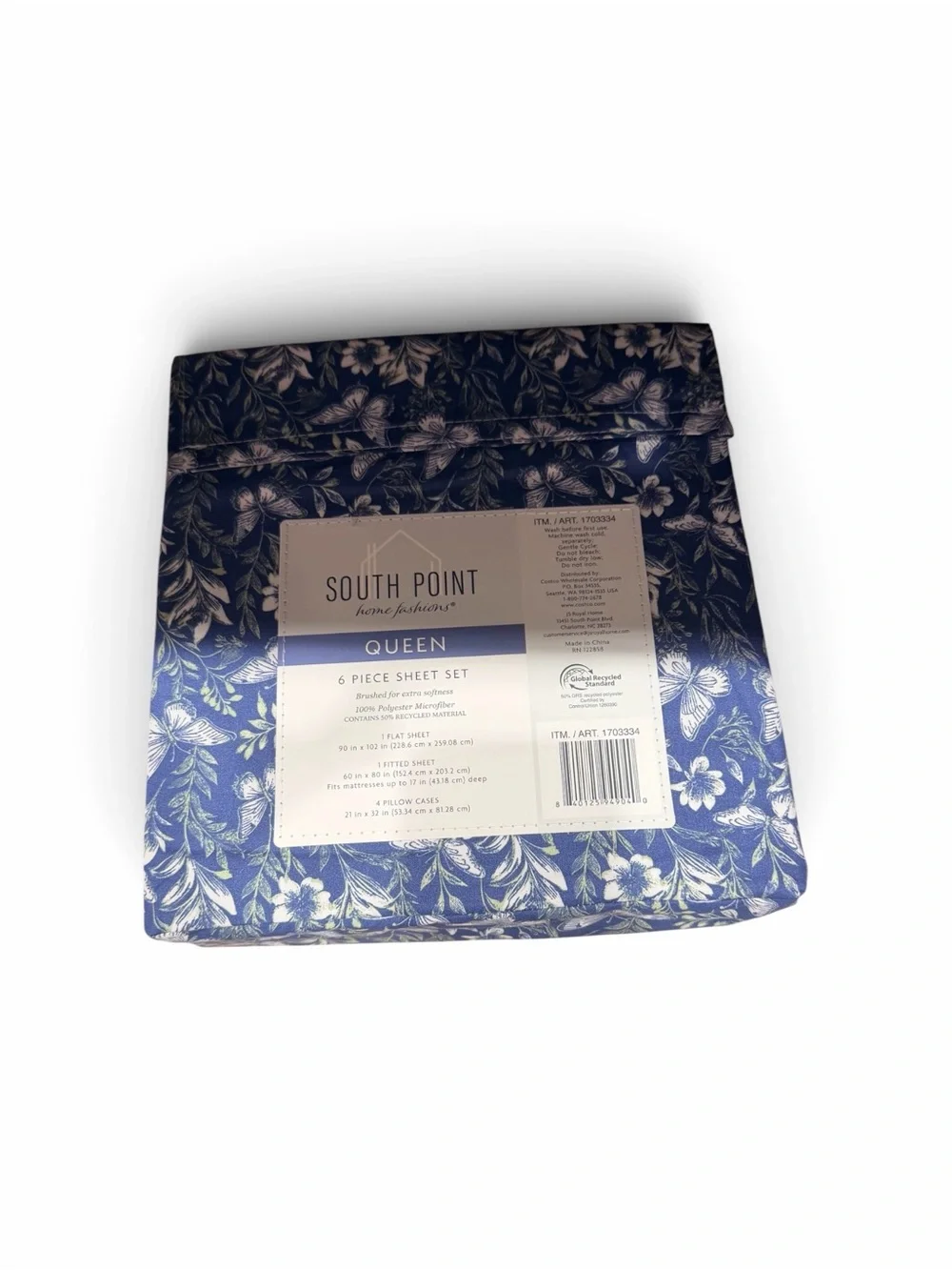 South Point Queen 6-Piece Sheet Set - Blue Butterfly Floral